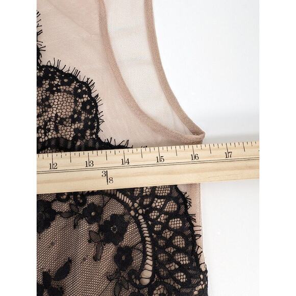 BCBG Max Azria "Avrey" NWT Black Beige Mesh Lace Nude Lining Dress 8 - Picture 12 of 13
